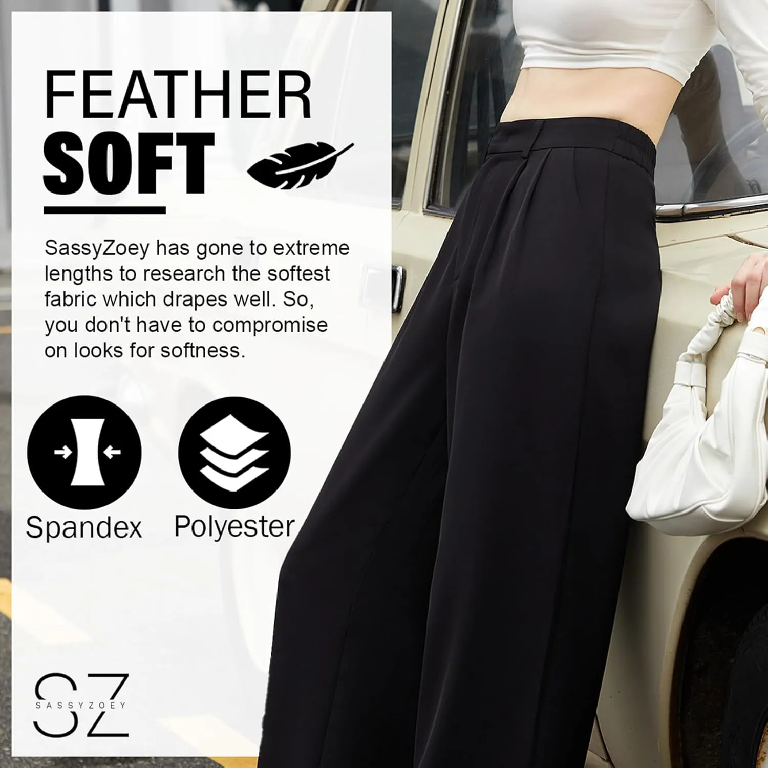 Wide Leg Pants for Women | High Waisted Trousers with Pockets | Comfortable Casual Business Work Pants