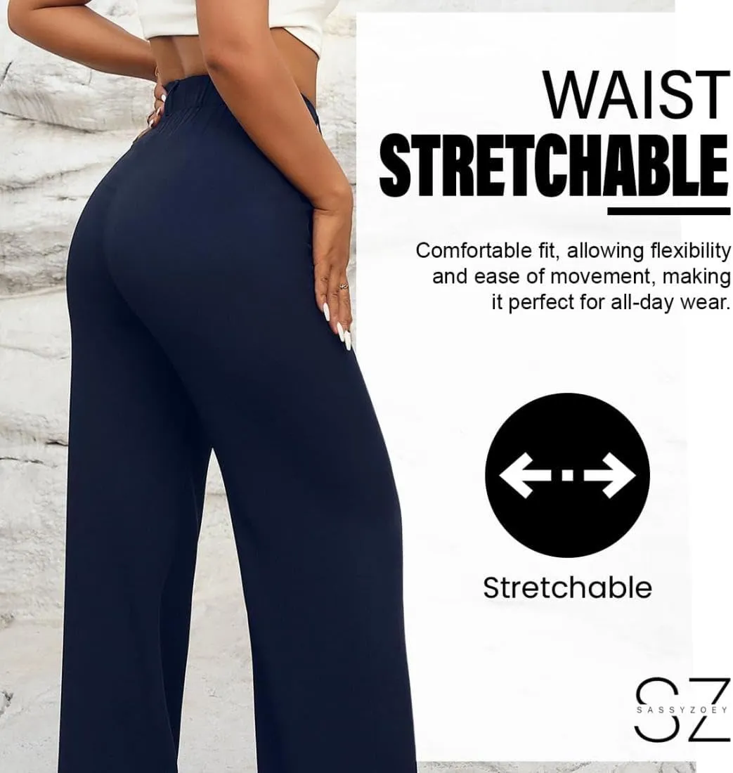 Wide Leg Pants for Women | High Waisted Trousers with Pockets | Comfortable Casual Business Work Pants