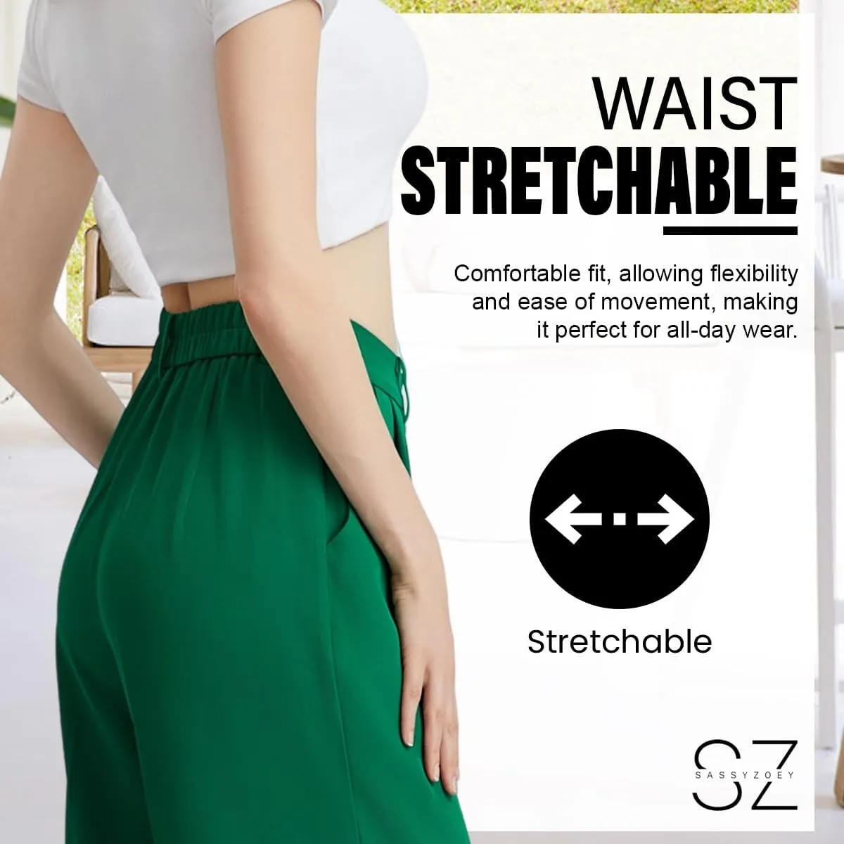 Wide Leg Pants for Women | High Waisted Trousers with Pockets | Comfortable Casual Business Work Pants