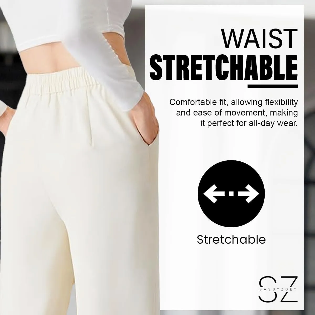 Wide Leg Pants for Women | High Waisted Trousers with Pockets | Comfortable Casual Business Work Pants