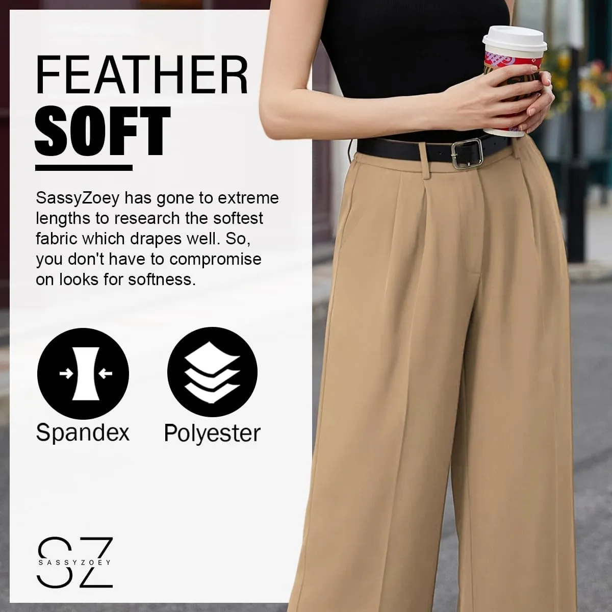 Wide Leg Pants for Women | High Waisted Trousers with Pockets | Comfortable Casual Business Work Pants