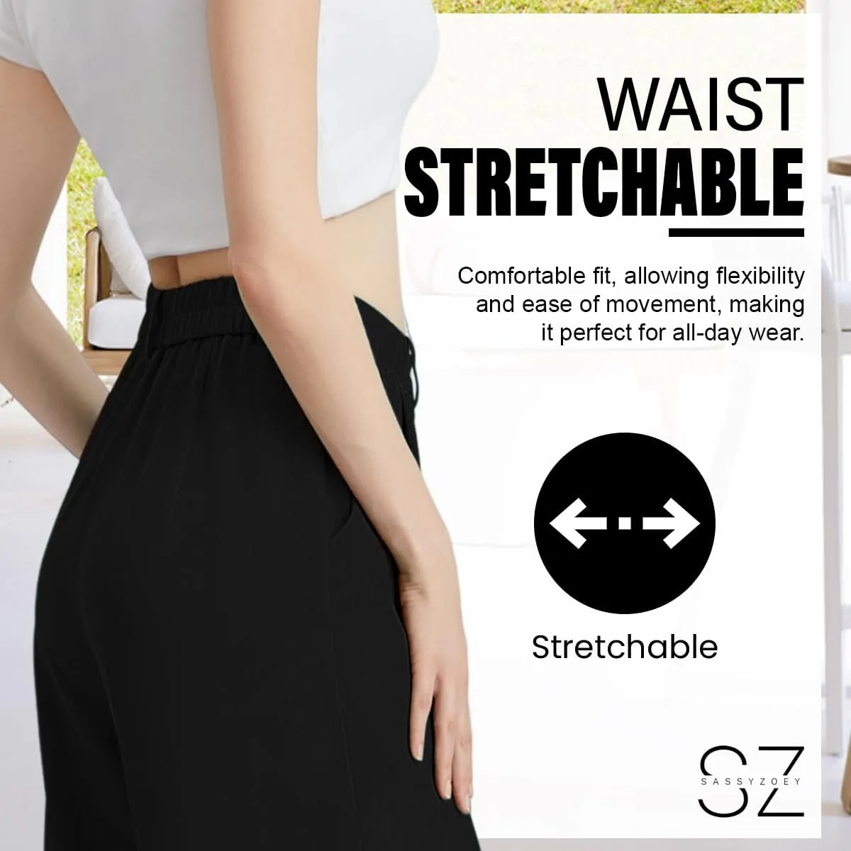 Wide Leg Pants for Women | High Waisted Trousers with Pockets | Comfortable Casual Business Work Pants