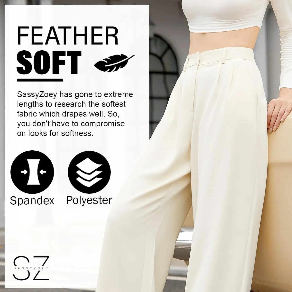 Wide Leg Pants for Women | High Waisted Trousers with Pockets | Comfortable Casual Business Work Pants
