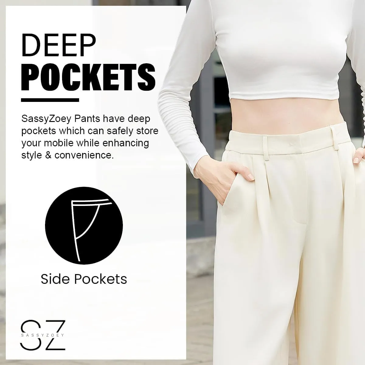 Wide Leg Pants for Women | High Waisted Trousers with Pockets | Comfortable Casual Business Work Pants