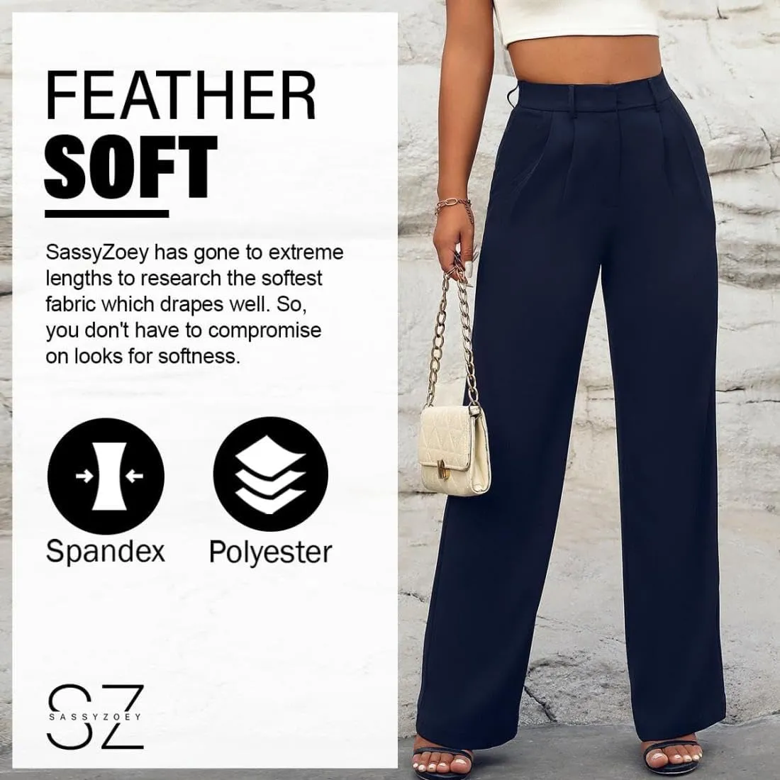 Wide Leg Pants for Women | High Waisted Trousers with Pockets | Comfortable Casual Business Work Pants