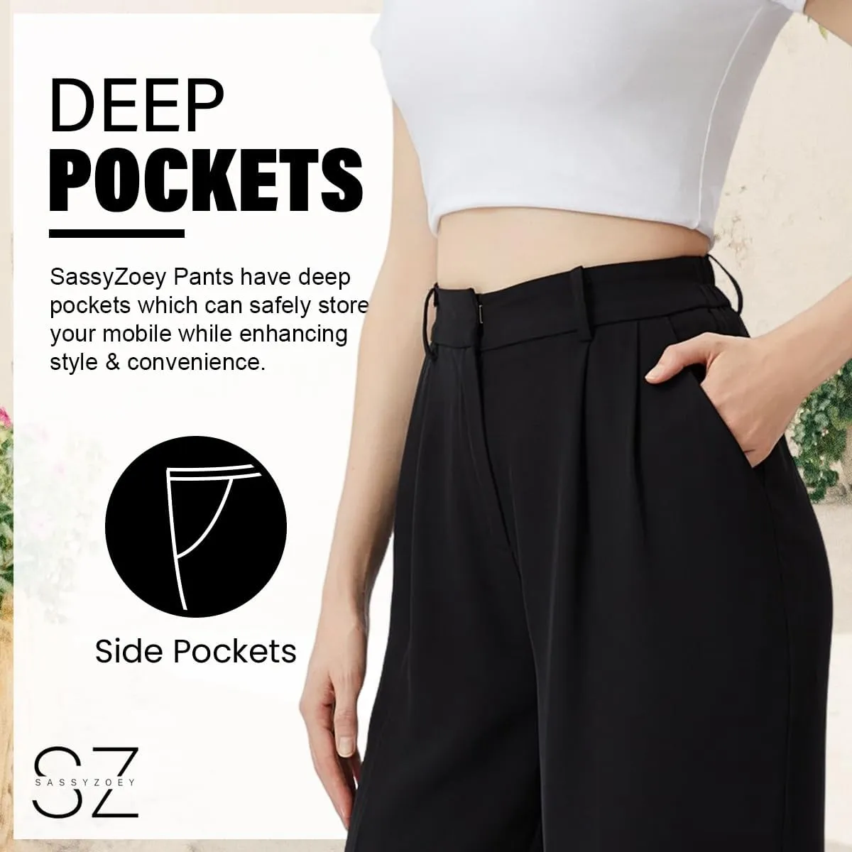 Wide Leg Pants for Women | High Waisted Trousers with Pockets | Comfortable Casual Business Work Pants