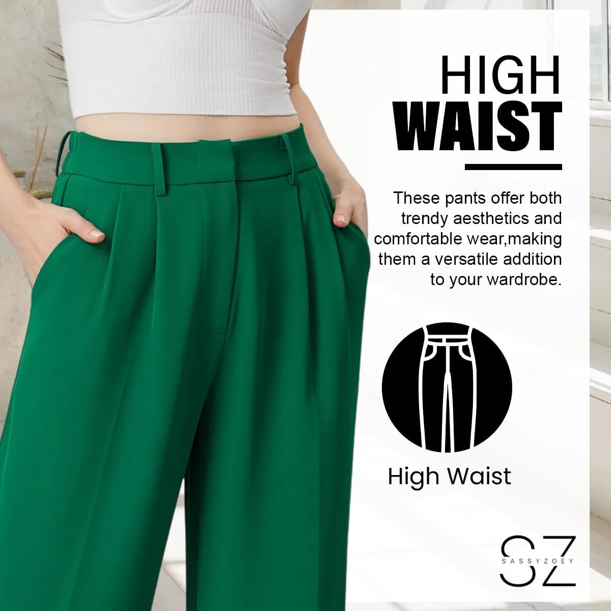 Wide Leg Pants for Women High Waisted Trousers with Pockets Women's Comfortable Work Pants Business Casual Pants