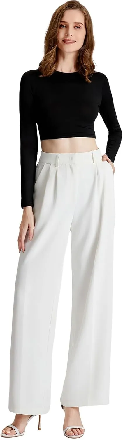 Wide Leg Pants for Women High Waisted Trousers with Pockets Women's Comfortable Work Pants Business Casual Pants