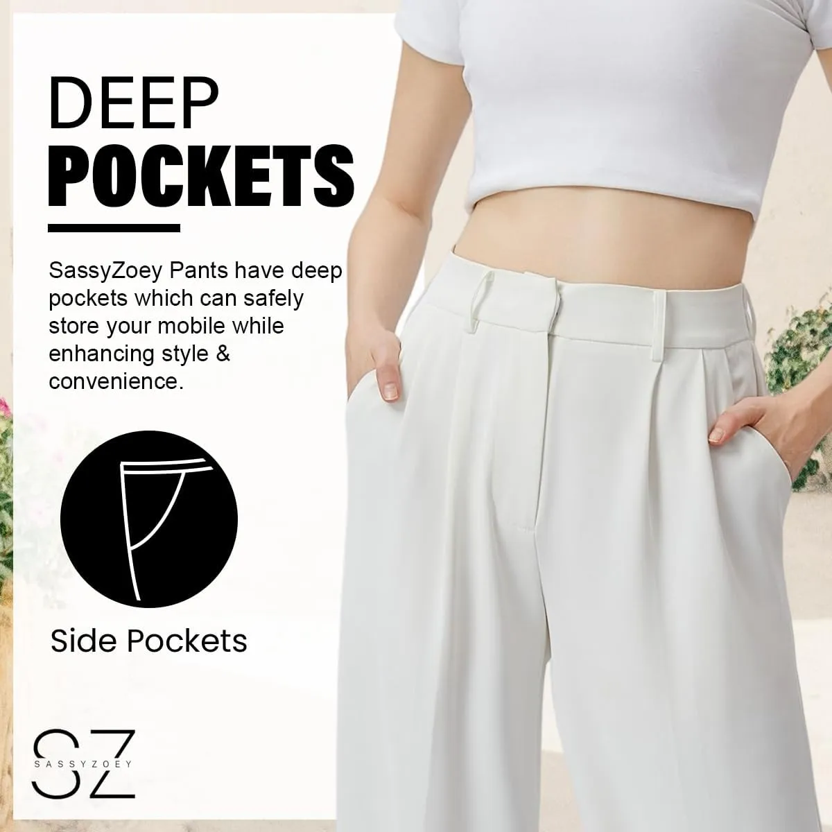 Wide Leg Pants for Women High Waisted Trousers with Pockets Women's Comfortable Work Pants Business Casual Pants
