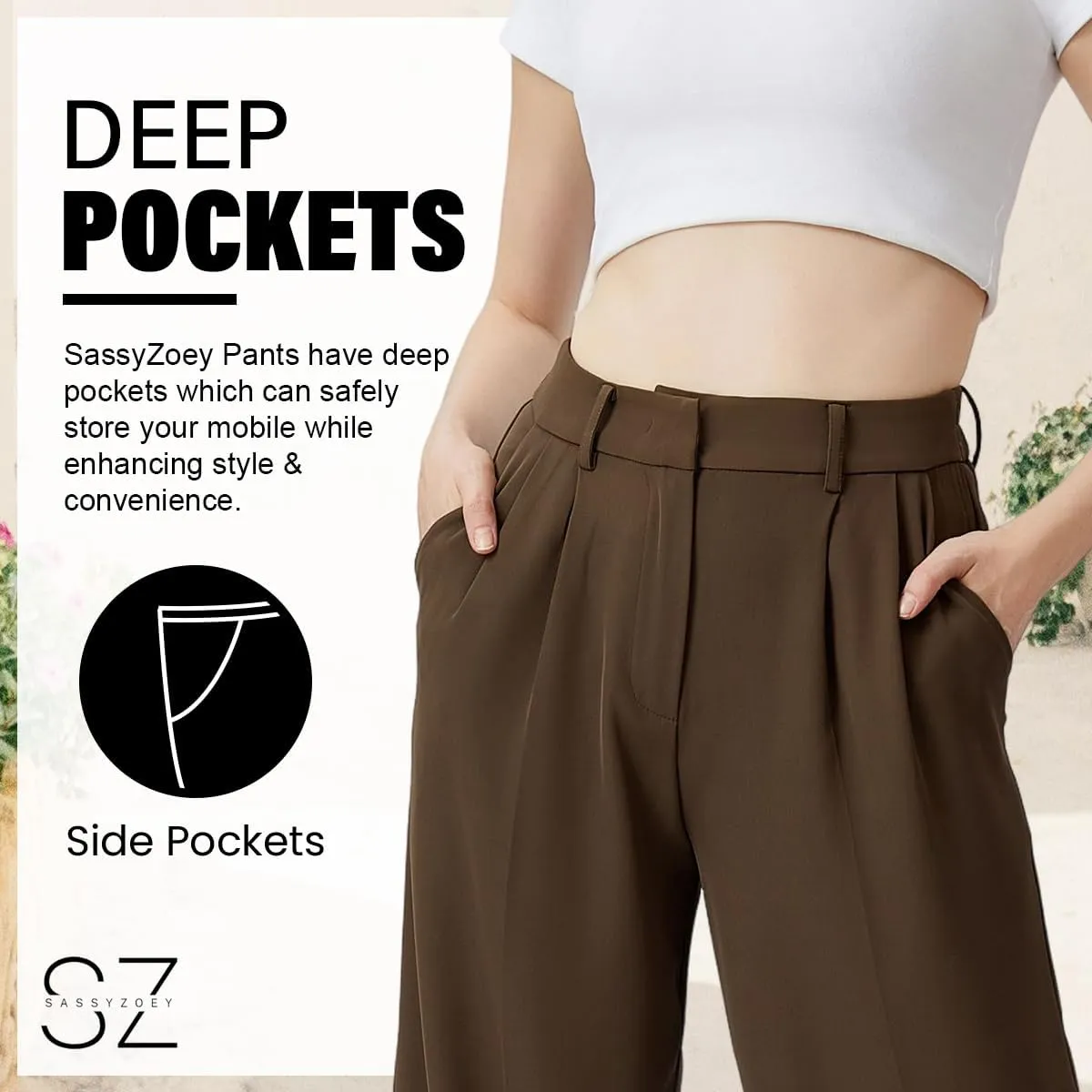 Wide Leg Pants for Women High Waisted Trousers with Pockets Women's Comfortable Work Pants Business Casual Pants