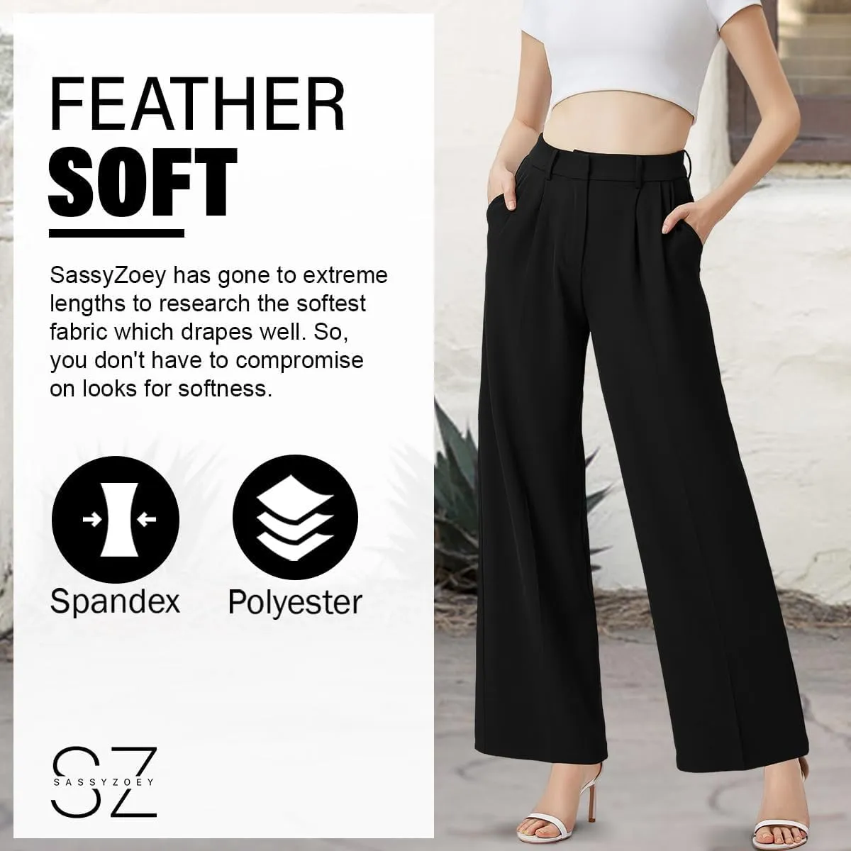 Wide Leg Pants for Women High Waisted Trousers with Pockets Women's Comfortable Work Pants Business Casual Pants