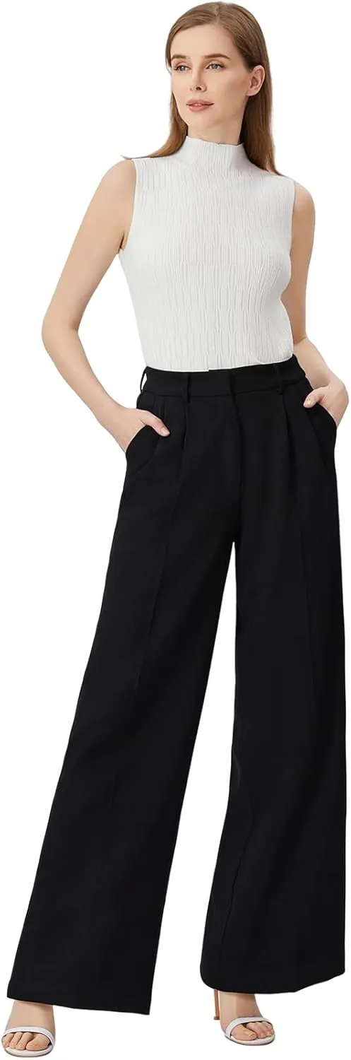 Wide Leg Pants for Women High Waisted Trousers with Pockets Women's Comfortable Work Pants Business Casual Pants