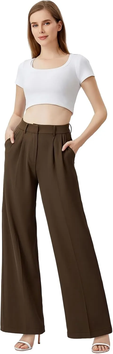 Wide Leg Pants for Women High Waisted Trousers with Pockets Women's Comfortable Work Pants Business Casual Pants
