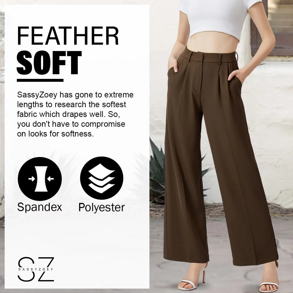 Wide Leg Pants for Women High Waisted Trousers with Pockets Women's Comfortable Work Pants Business Casual Pants