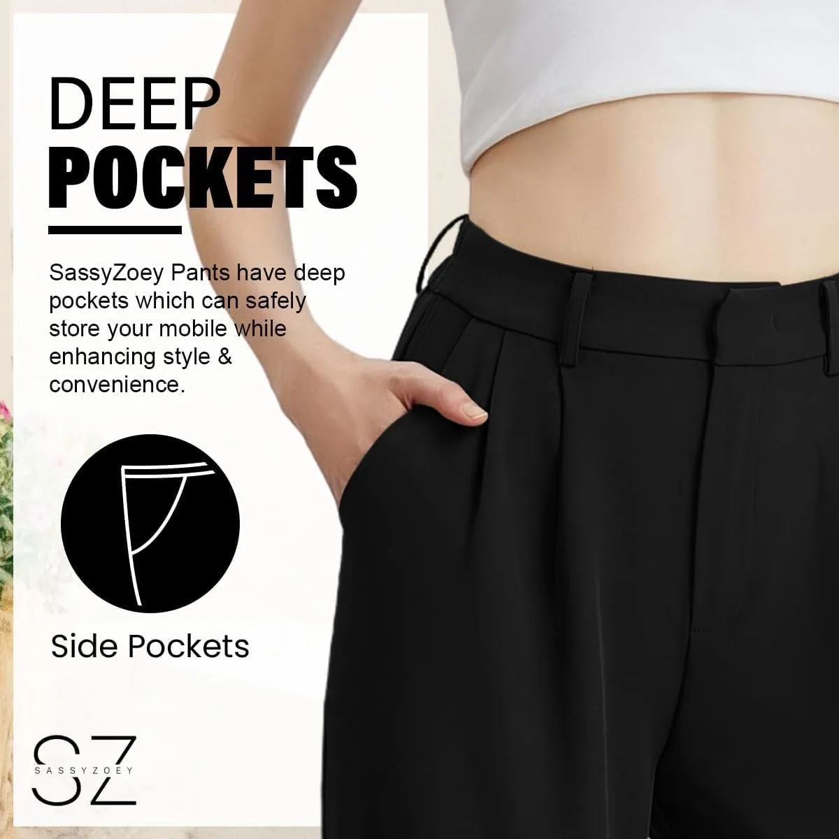 Wide Leg Pants for Women High Waisted Trousers with Pockets Women's Comfortable Work Pants Business Casual Pants
