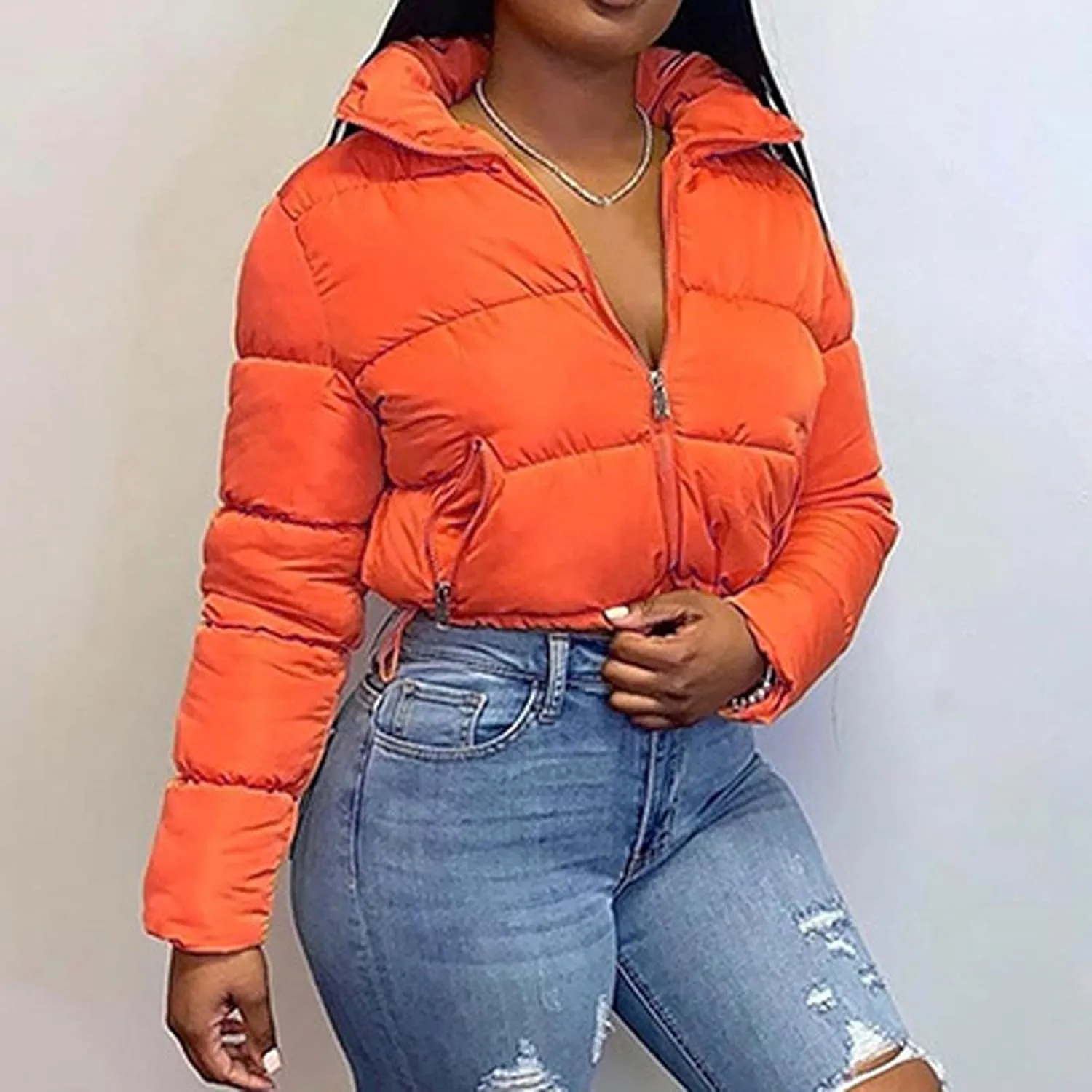 Winter Coat Women's Women's Winter Solid Short Bread Down Jacket Stand Up Collar Outerwear Padded Thick Jackets