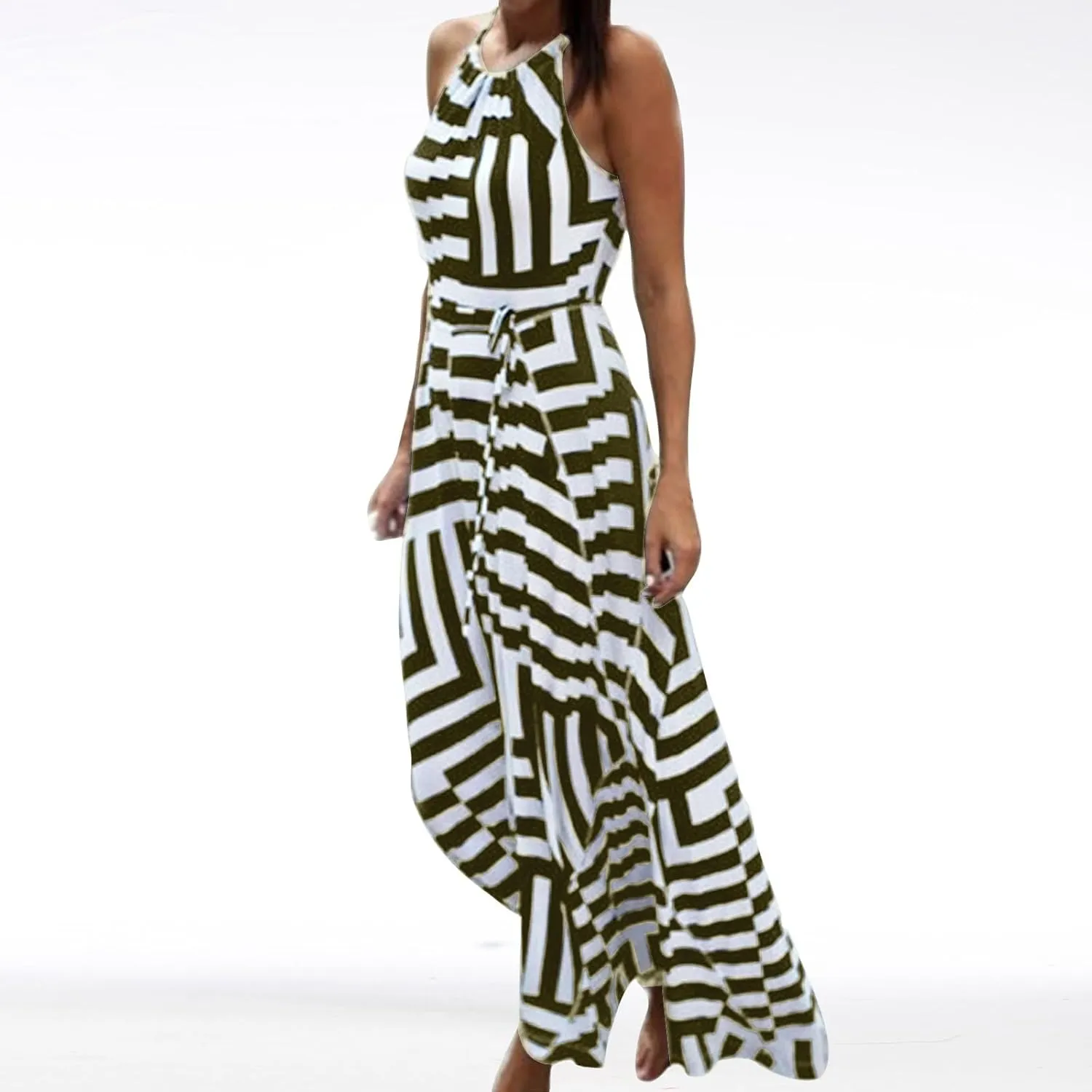 Women Boho Summer Dress 2024 Spaghetti Strap Beach Long Dress Sleeveless Flowy A-Line Maxi Dresses Sundress