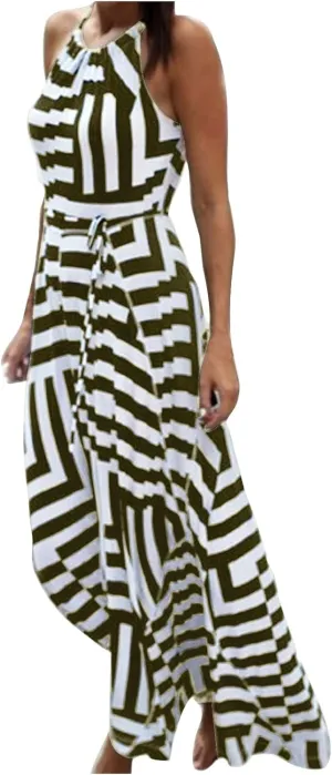 Women Boho Summer Dress 2024 Spaghetti Strap Beach Long Dress Sleeveless Flowy A-Line Maxi Dresses Sundress