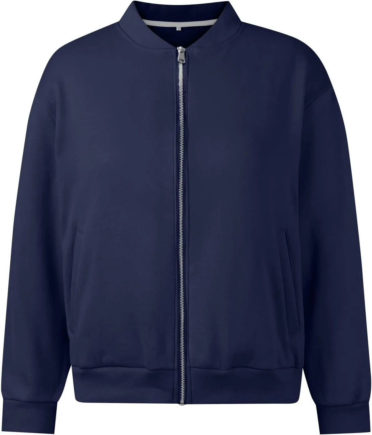 Women Bomber Jacket Casual Zip Up Fleece Jacket Trendy Lightweight Cropped Windbreaker Comfy Fall Coats with Pockets