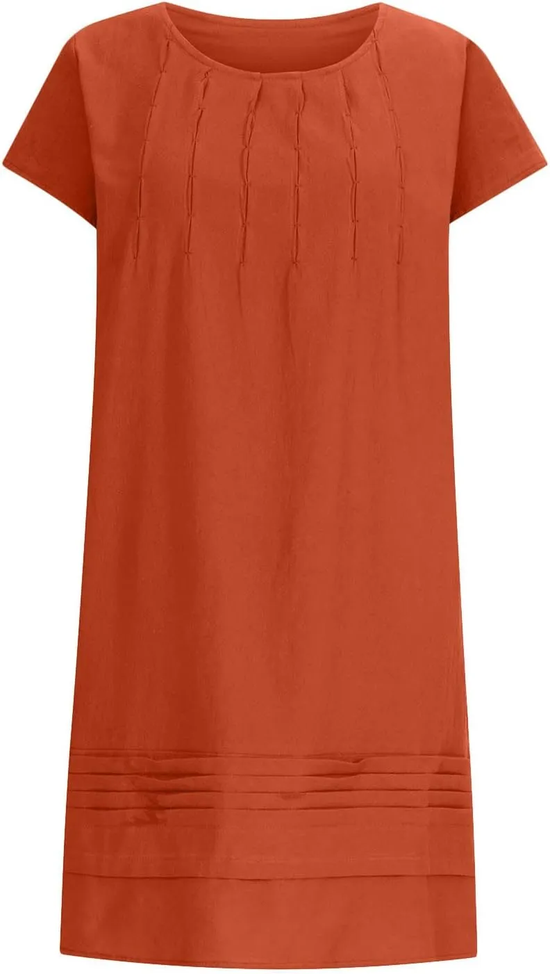 Women Cotton Linen Summer Dresses Casual Mini Short Dress Gauze Boho Dresses 2024 Trendy Vacation Clothing
