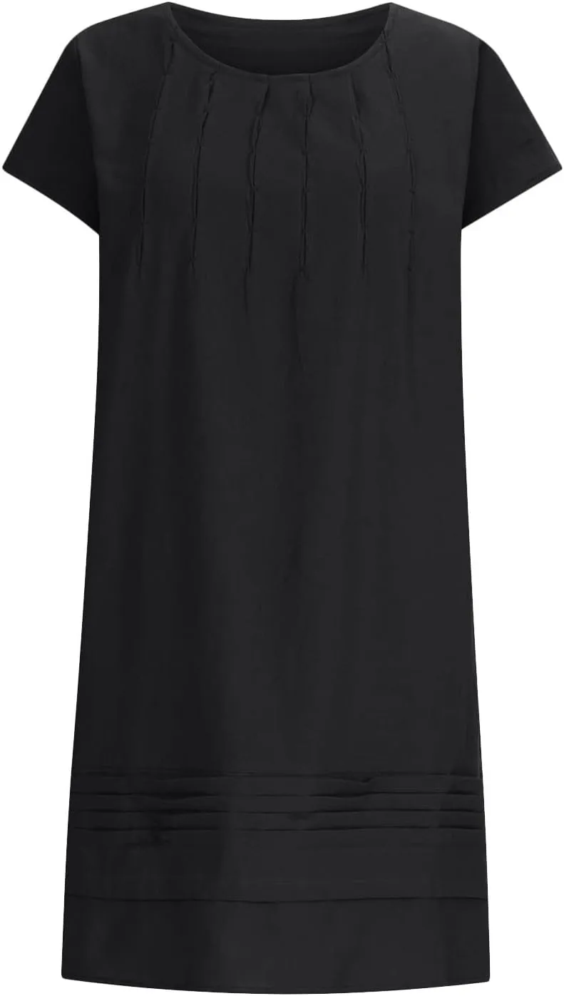 Women Cotton Linen Summer Dresses Casual Mini Short Dress Gauze Boho Dresses 2024 Trendy Vacation Clothing