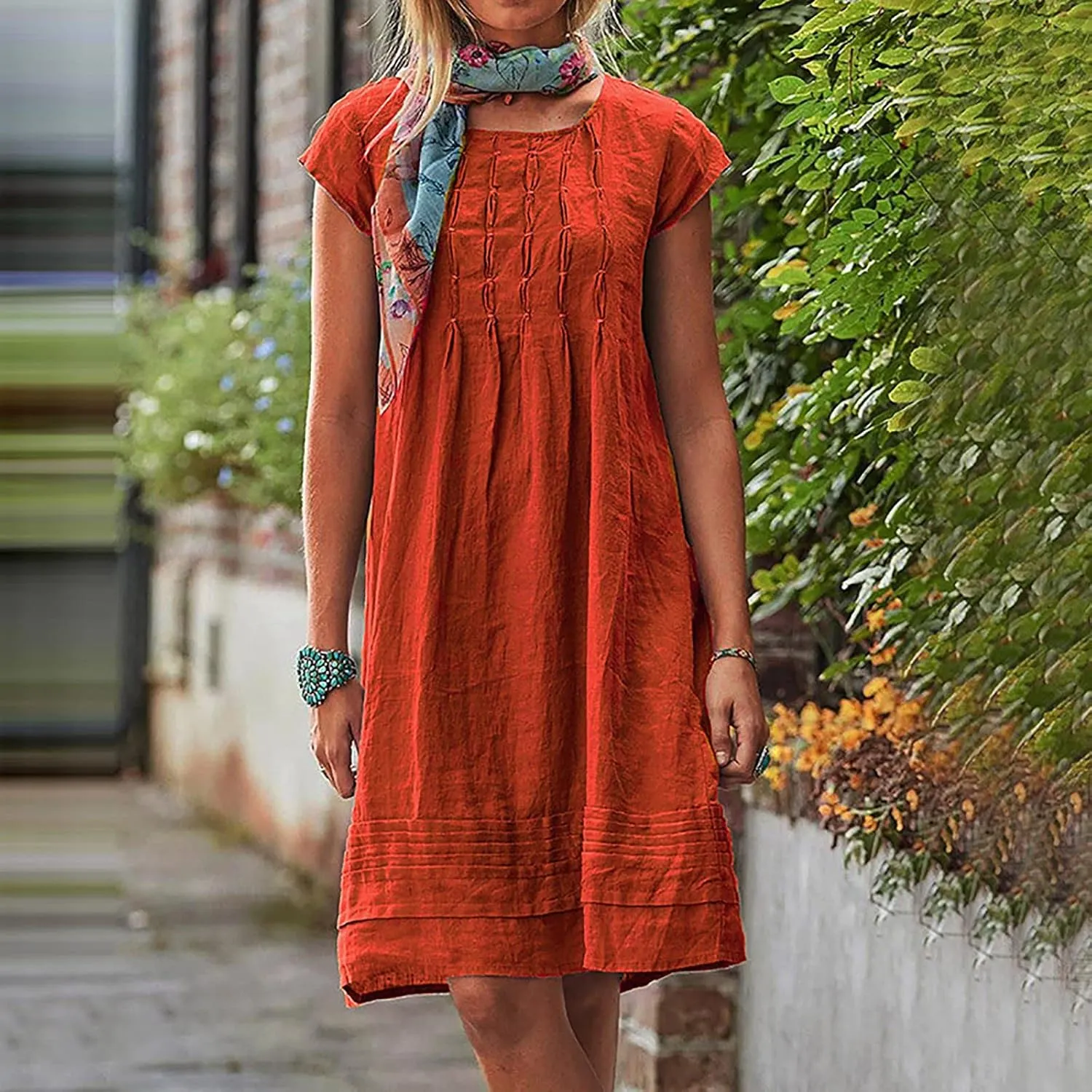 Women Cotton Linen Summer Dresses Casual Mini Short Dress Gauze Boho Dresses 2024 Trendy Vacation Clothing