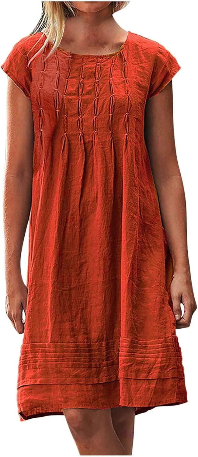 Women Cotton Linen Summer Dresses Casual Mini Short Dress Gauze Boho Dresses 2024 Trendy Vacation Clothing