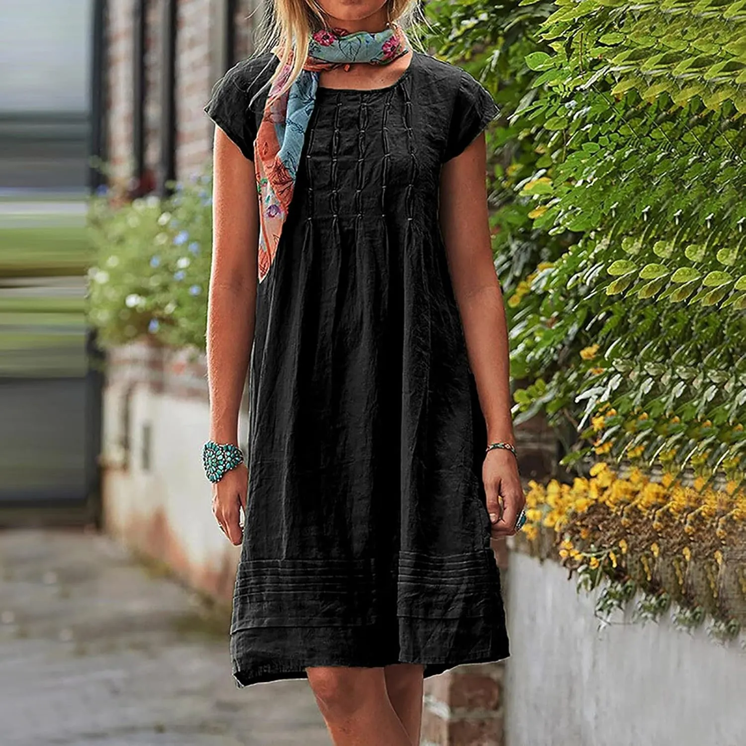 Women Cotton Linen Summer Dresses Casual Mini Short Dress Gauze Boho Dresses 2024 Trendy Vacation Clothing