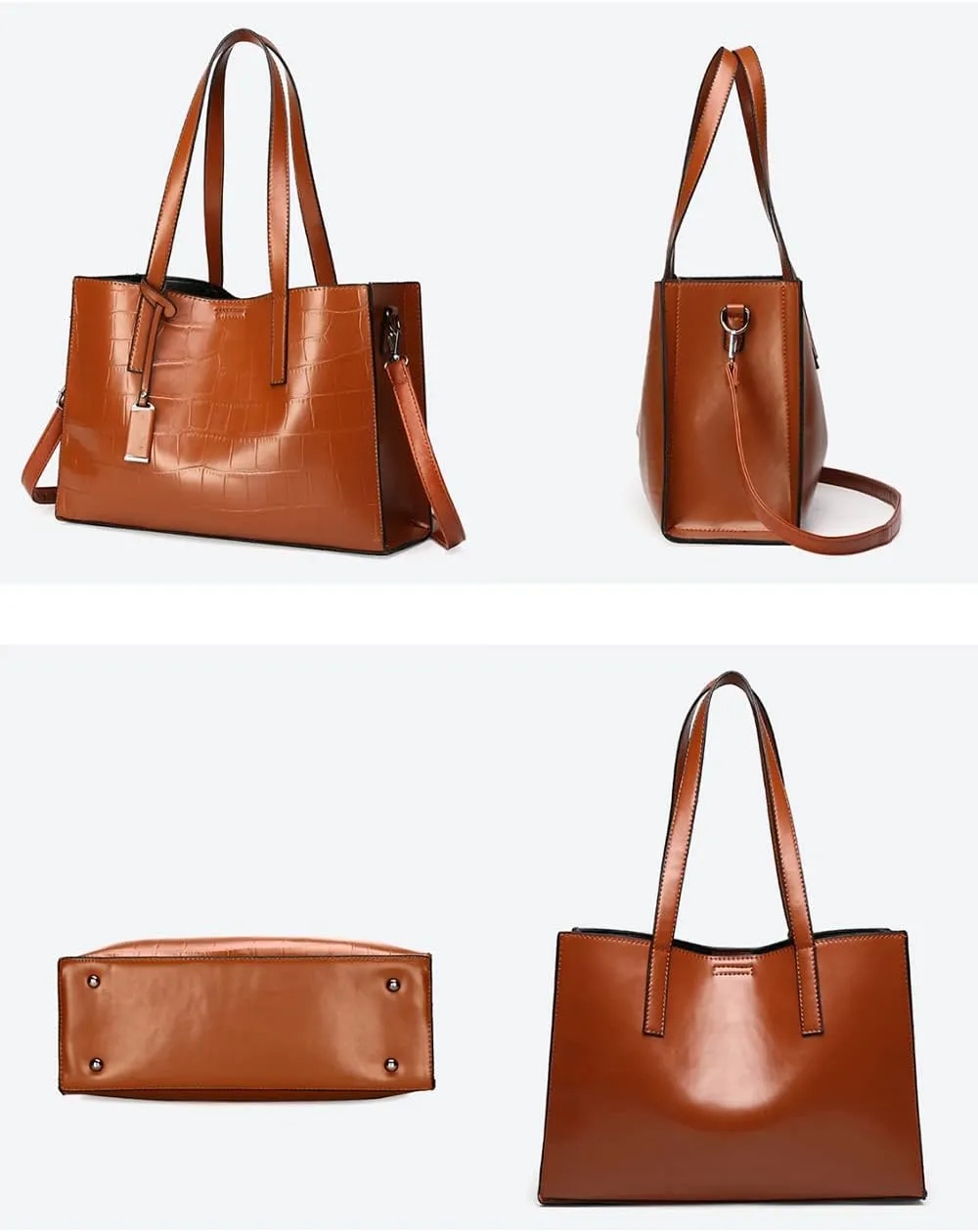 Women Crocodile Pattern Handbag Vintage Shoulder Bag Satchel Purse