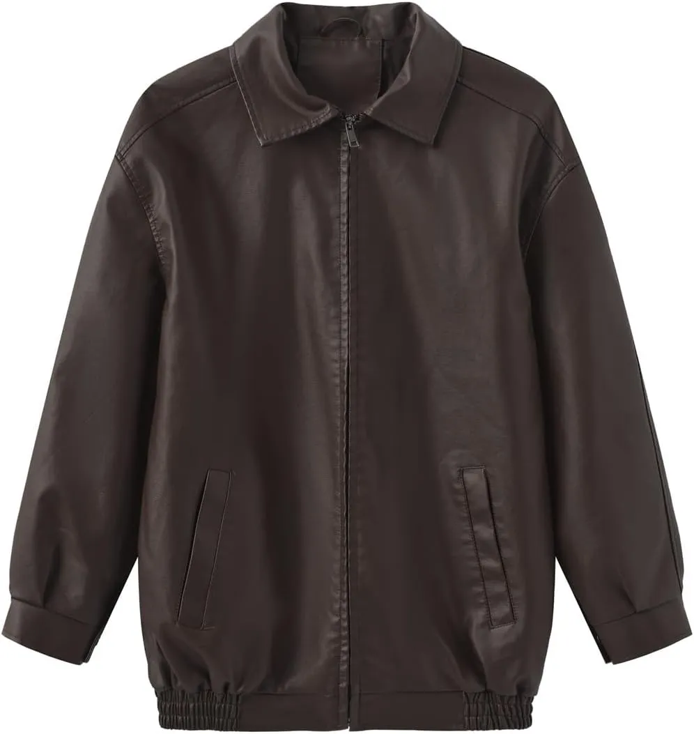 Women Faux Leather Jacket Lightweight Oversized Faux Suede Jackets Fall Fashion Motorcycle Coats Winter Outfits Clothe
