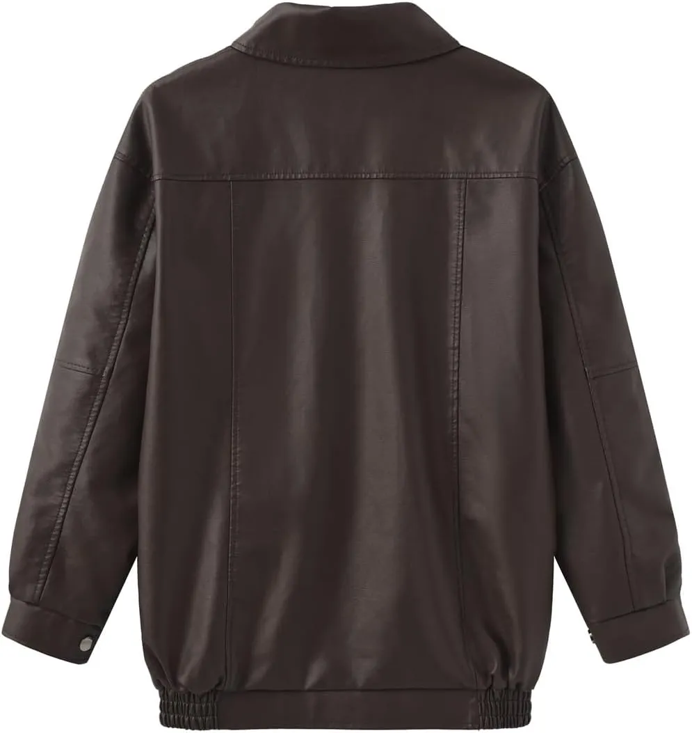 Women Faux Leather Jacket Lightweight Oversized Faux Suede Jackets Fall Fashion Motorcycle Coats Winter Outfits Clothe