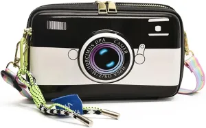Women Handbag Camera Shaped Crossbody Bag Zipper Closure Messenger Bag Cute Satchel Purse for Travel Shopping