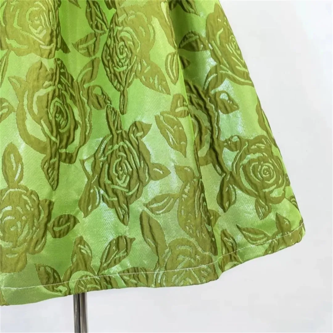Women High Waist Long Skirts Pleated Midi Skirt Elegant Embroidered Vacation Party Skirt