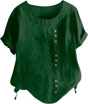 Women Solid Shirt Linen Cotton Long Sleeve Plain Color Blouse Casual Outdoor Activities Stylish Comfortable Tops
