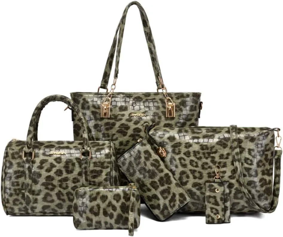 Women Tote Bag Crocodile Pattern Shoulder Bag Handbag Satchel Purse 6psc
