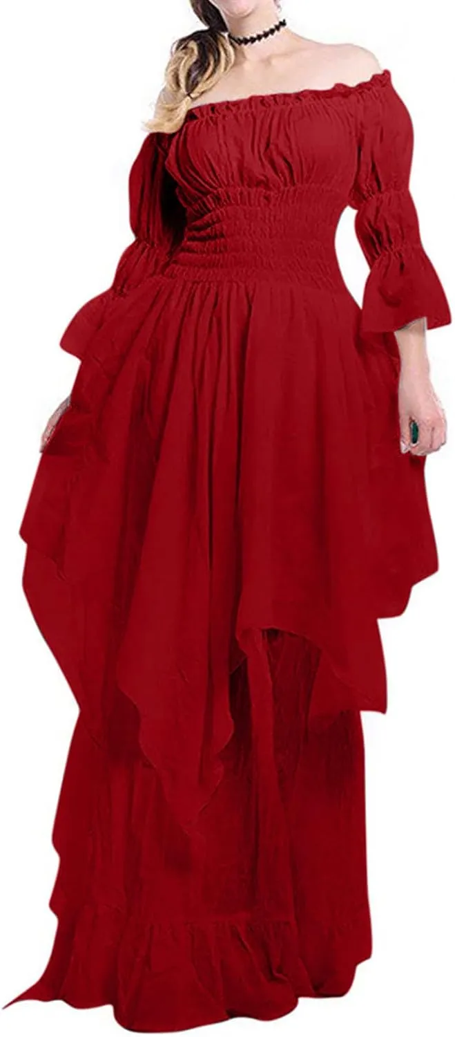 Women Vintage Goth Grunge Goddess Peplum Lolita Costumes Cosplay Dresses for Women Hippie Medieval Dresses