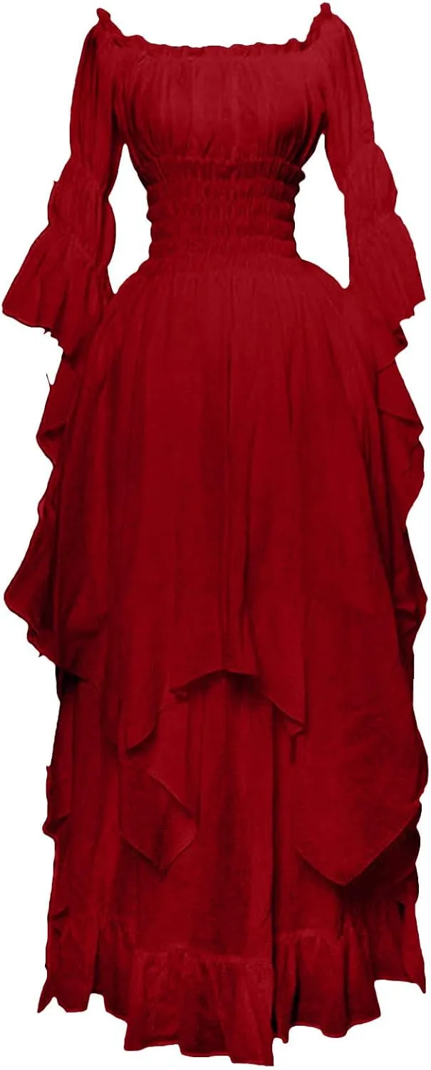 Women Vintage Goth Grunge Goddess Peplum Lolita Costumes Cosplay Dresses for Women Hippie Medieval Dresses