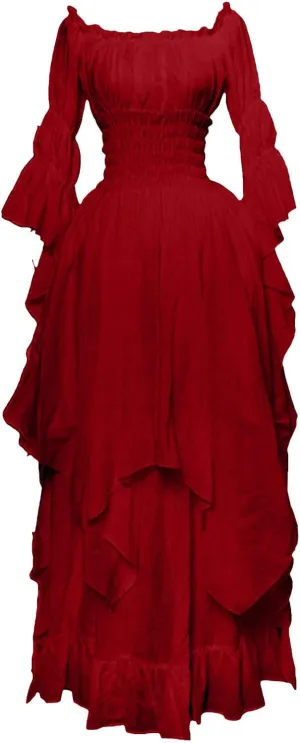Women Vintage Goth Grunge Goddess Peplum Lolita Costumes Cosplay Dresses for Women Hippie Medieval Dresses