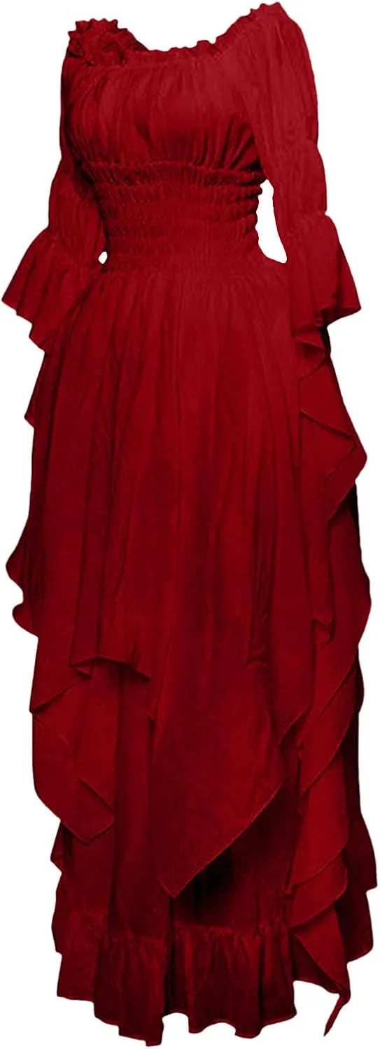 Women Vintage Goth Grunge Goddess Peplum Lolita Costumes Cosplay Dresses for Women Hippie Medieval Dresses