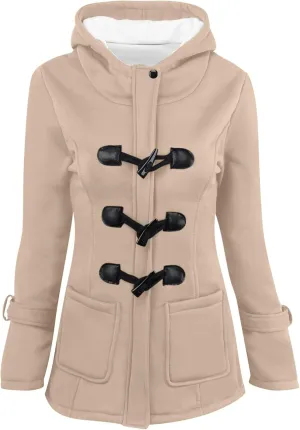 Women Winter Warm Coats Fleece Lined Hooded Parka Jacket Long Sleeve Hooded Outerwear with Pocket Overcoats
