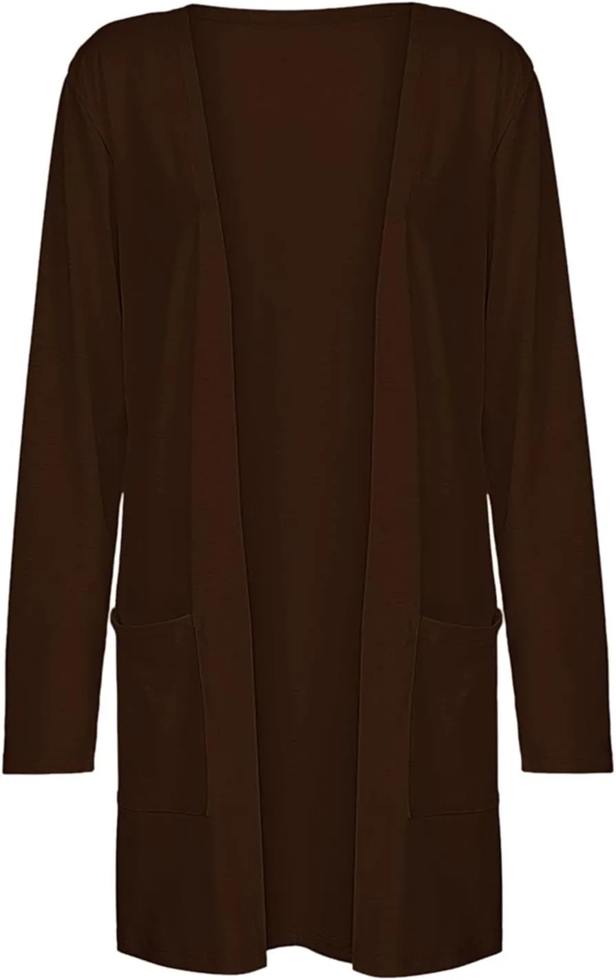 Women's 2023 Long Sleeve Kimono Cardigan Open Front Cozy Sweater Coat Casual Lightweight Outerwear with Pockets
