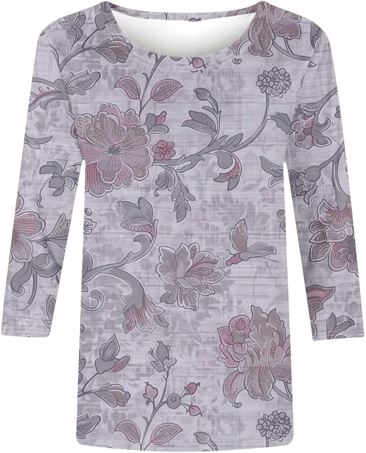 Womens Boho Casual Summer Tops 2025 Floral Blouses Tunic 3/4 Length Sleeve T Shirts Dressy Trendy Ladies Clothing