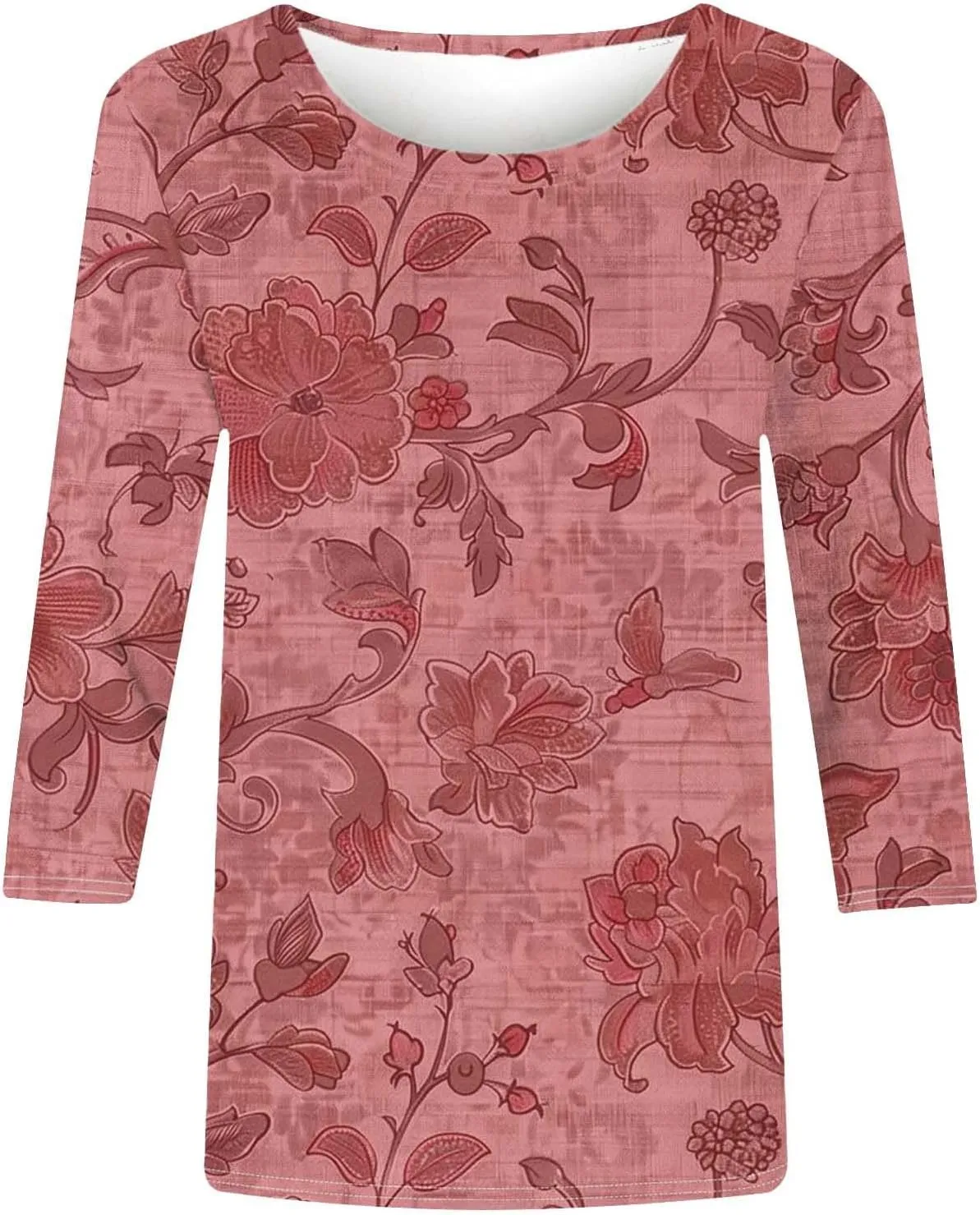 Womens Boho Casual Summer Tops 2025 Floral Blouses Tunic 3/4 Length Sleeve T Shirts Dressy Trendy Ladies Clothing