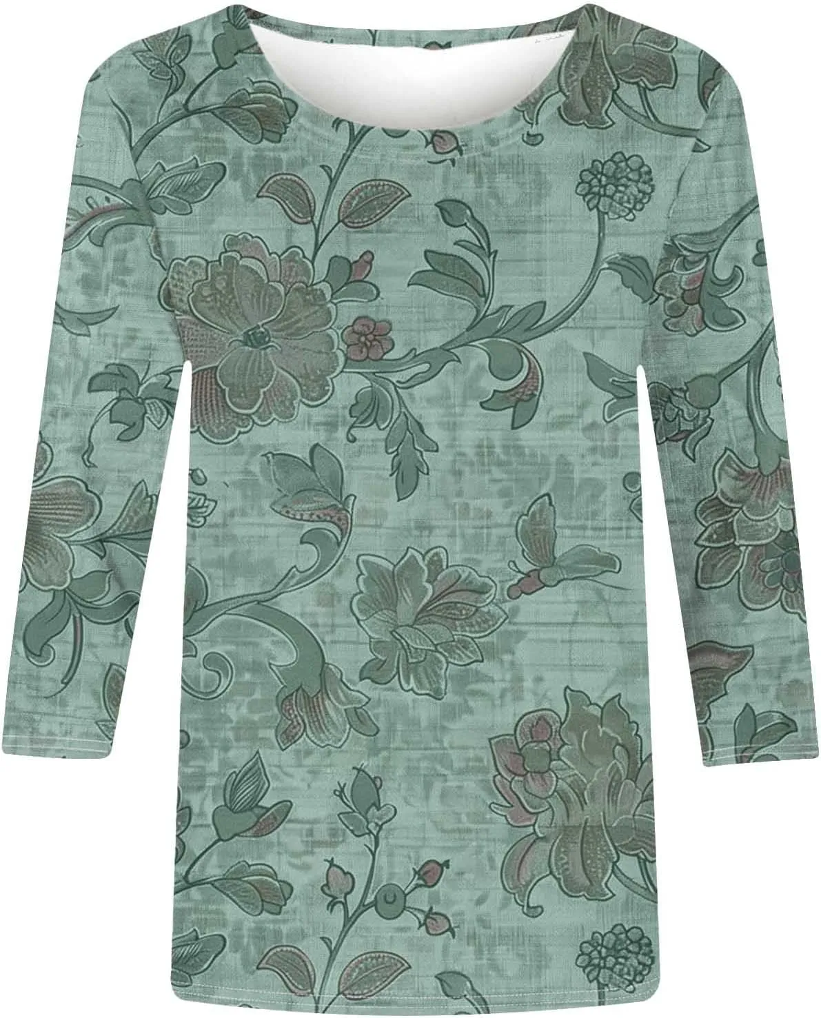 Womens Boho Casual Summer Tops 2025 Floral Blouses Tunic 3/4 Length Sleeve T Shirts Dressy Trendy Ladies Clothing