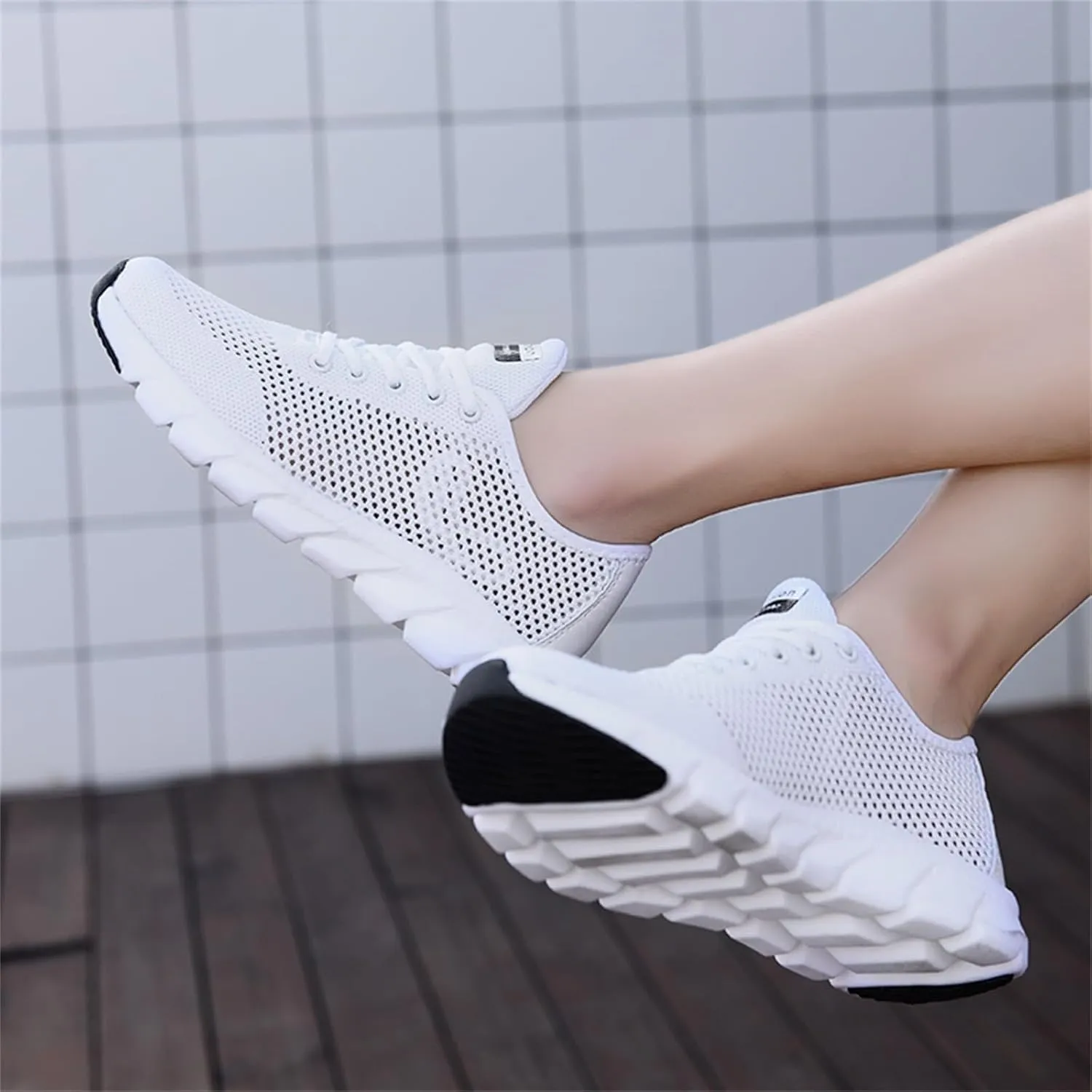 Women's Breathable Elastic Fly Woven Mesh Shoes Fashion Sport Gym Jogging Tennis Sneaker Casual Mountain Shoe