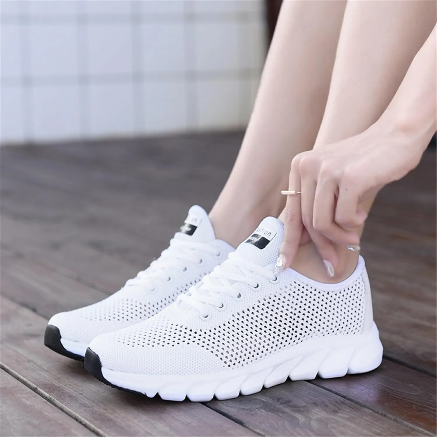 Women's Breathable Elastic Fly Woven Mesh Shoes Fashion Sport Gym Jogging Tennis Sneaker Casual Mountain Shoe