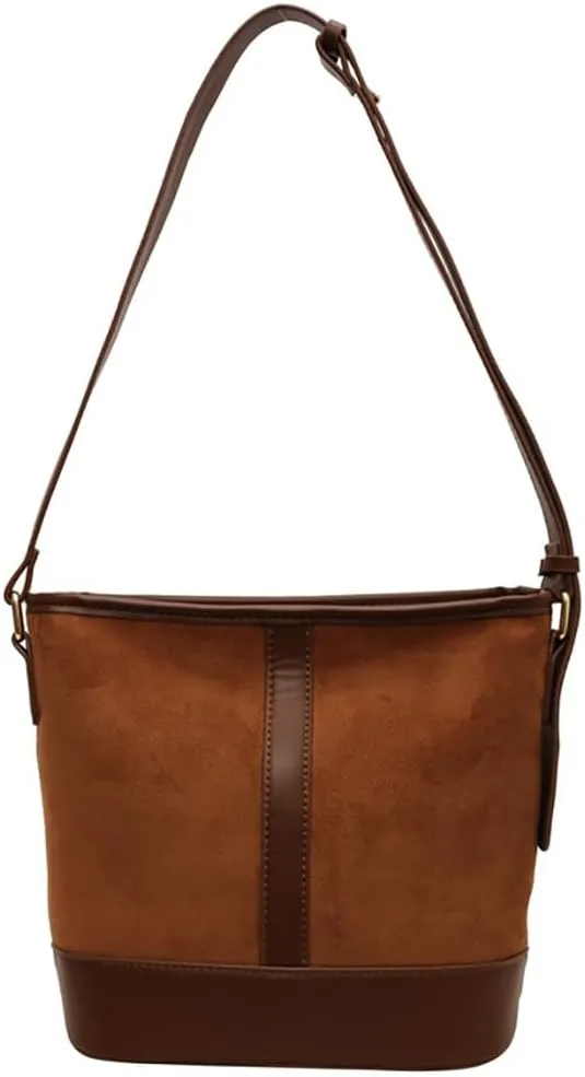 Women's Bucket Tote Bags Large Top Handle Satchel Handbags PU Leather Splicing Suede Shoulder Crossbody Purses