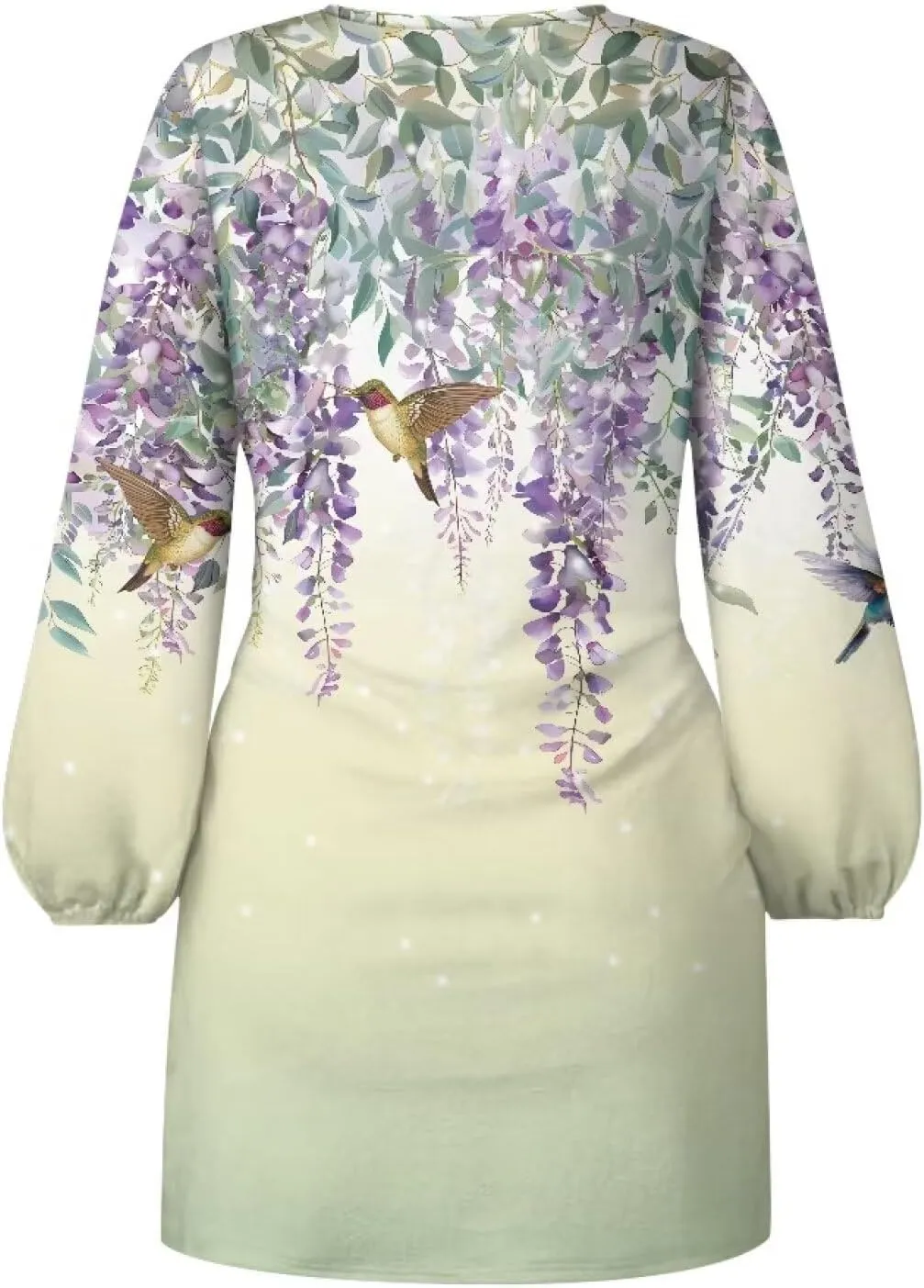 Womens Casual Dress Crewneck Long Sleeve A Line Mini Dresses Tie Waist Flowy Outfits Sexy Stylish Sundress