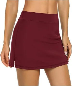 Womens Casual Solid Tennis Skirt Yoga Sport Active Skirt Shorts Skirt Pleated Midi Skirt