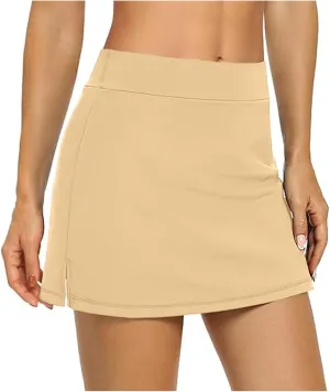 Womens Casual Solid Tennis Skirt Yoga Sport Active Skirt Shorts Skirt Pleated Midi Skirt